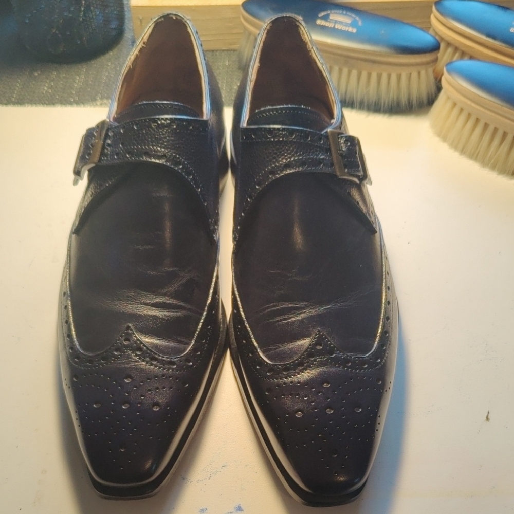Elegant Blue Leather Monk strap